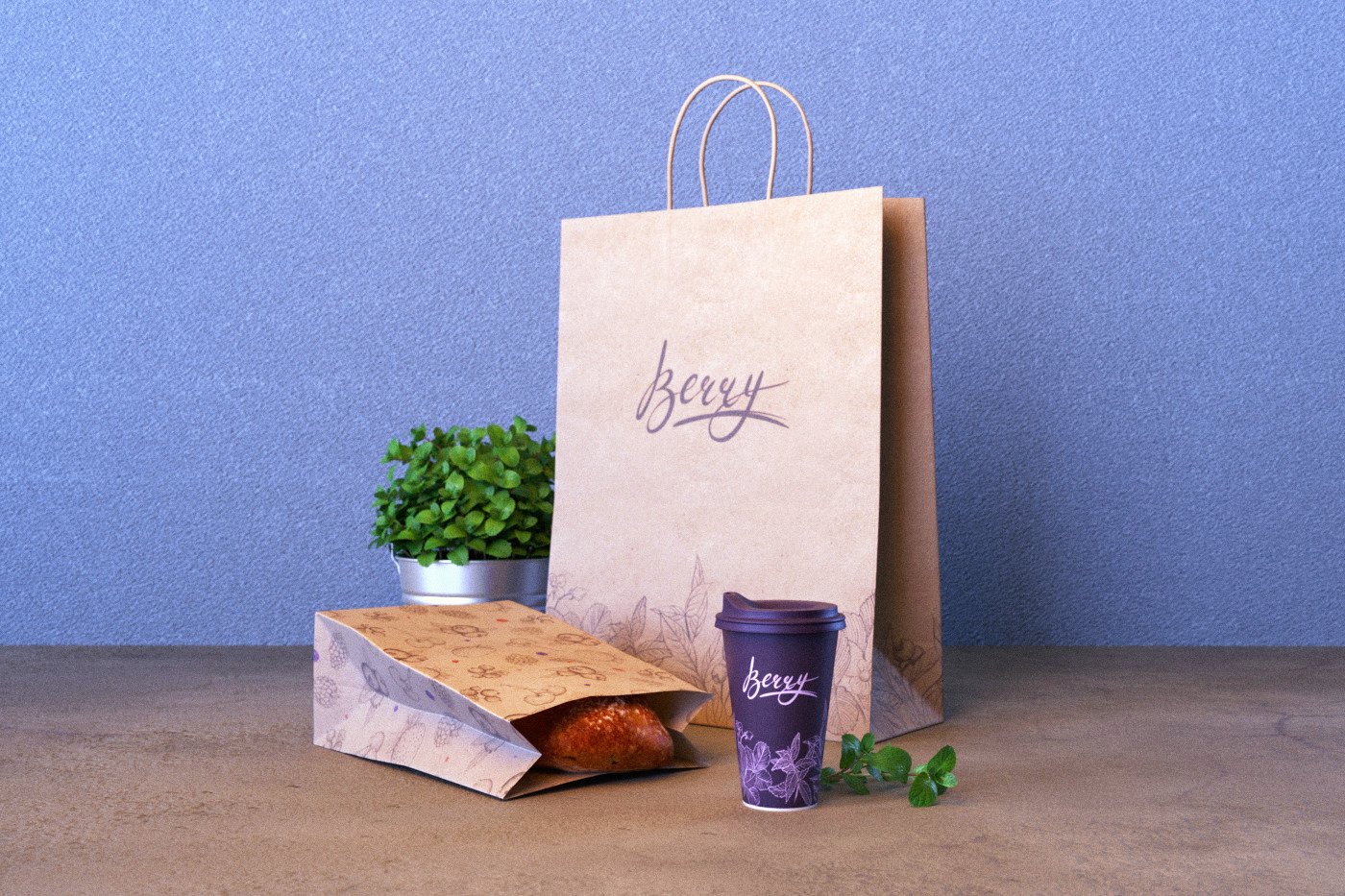 Berry - Example on Bag, coffe cup