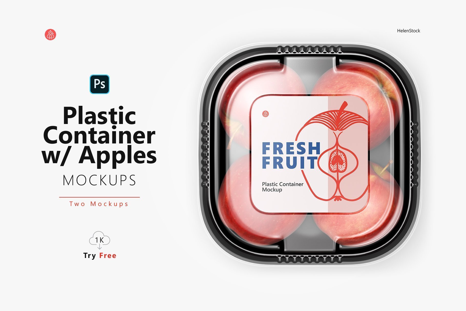 Plastic Container with Apples Mockup cover