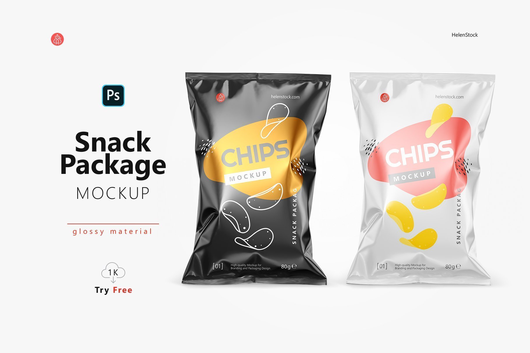 Glossy Snack Package Mockup Cover