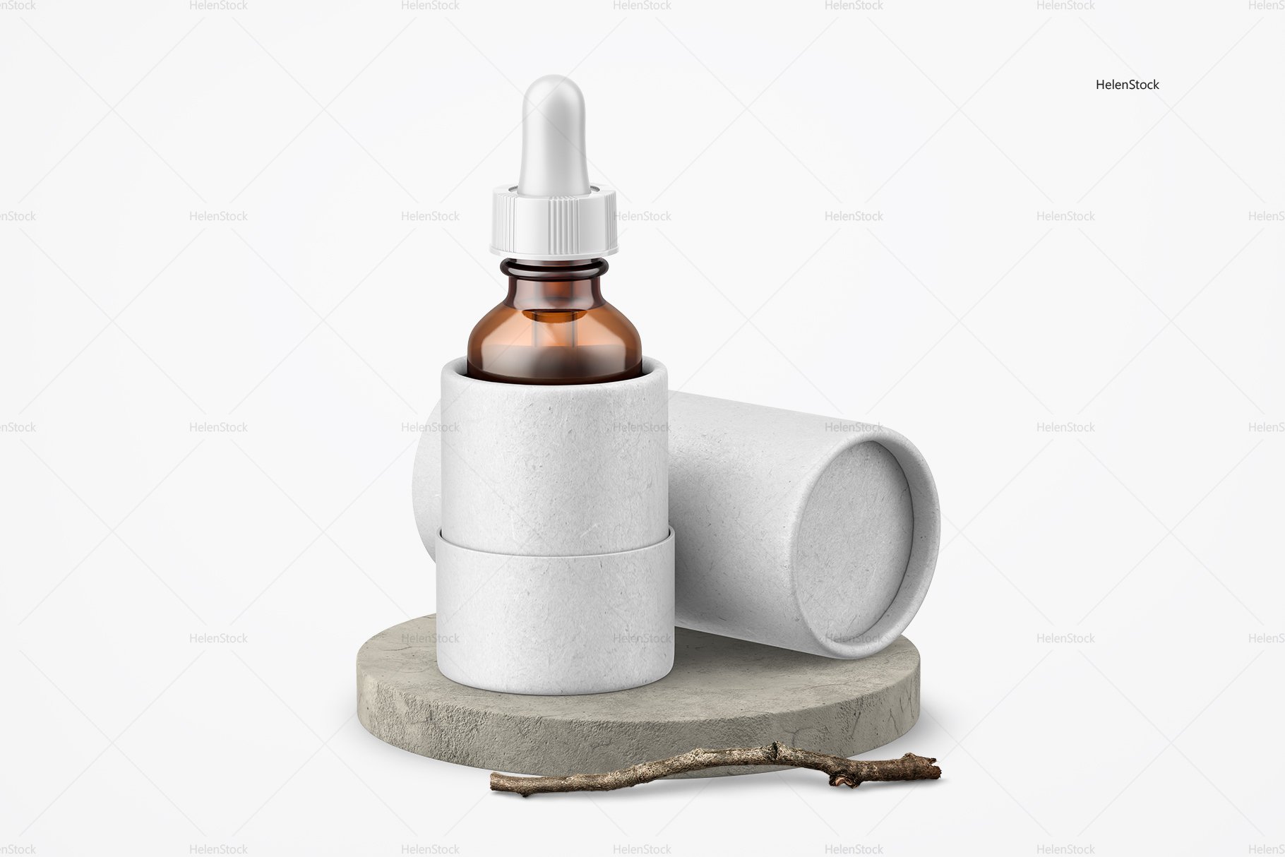 Glass Bottle with Dropper mockup White