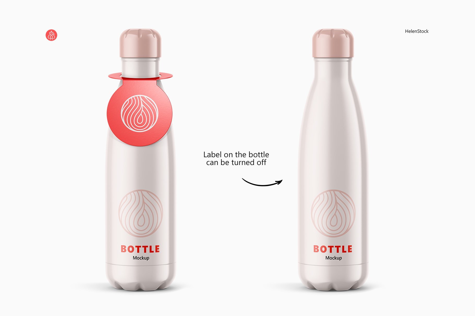 Thermos Bottle with Label Mockup